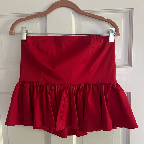 NWT J. Crew strapless taffeta peplum top red size 8 - Picture 4 of 7